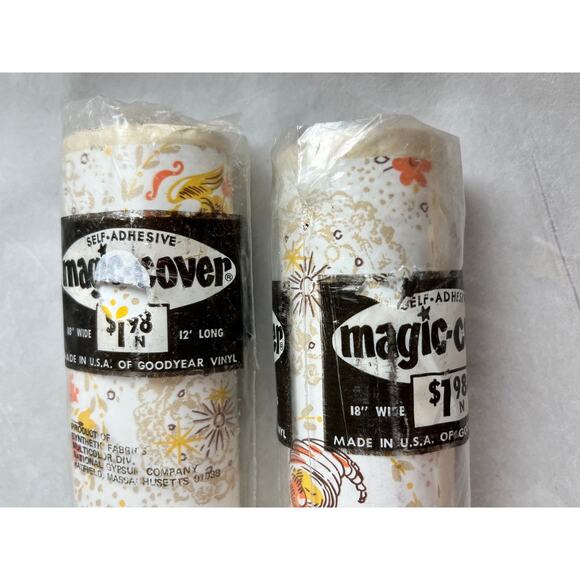 Magic Cover Vinyl Shelf Liner 2 Rolls Americana Print New Old Stock Vintage 70s - Picture 9 of 9